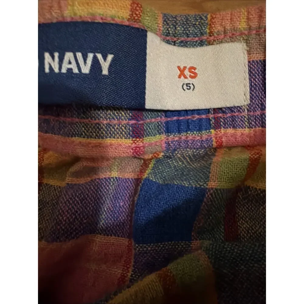 Old Navy Drawstring Elastic Waist Pull On Skirt Multicolor Plaid Girls Size XS